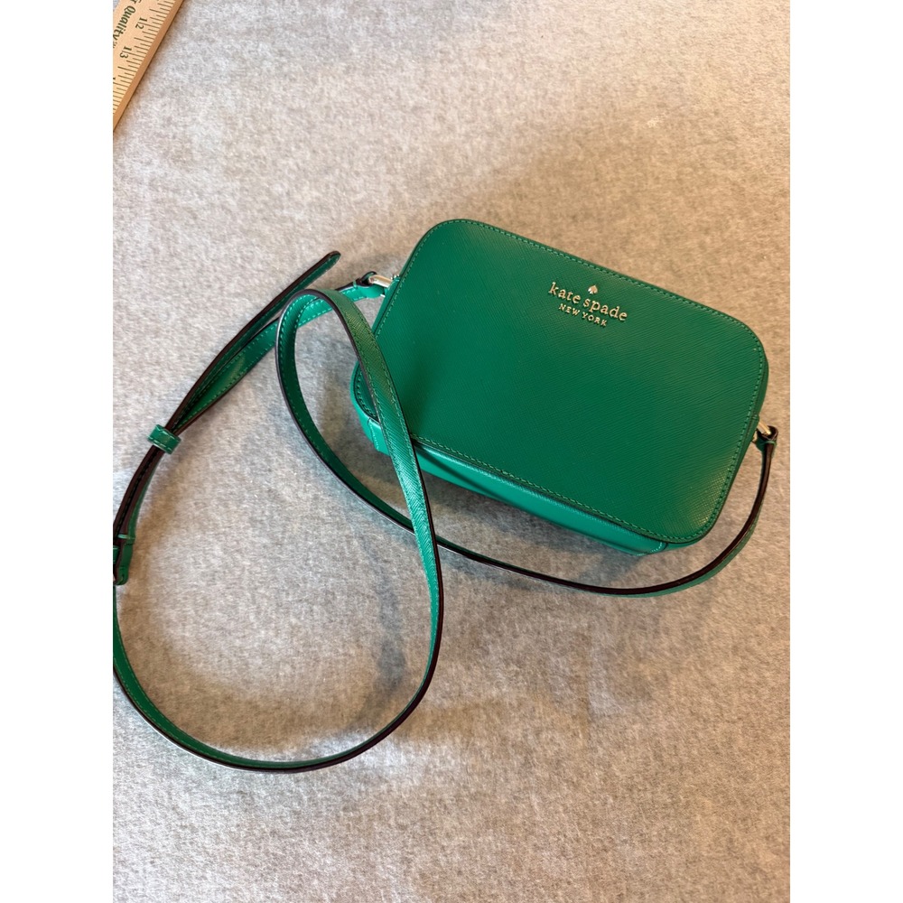 Kate Spade Green Saffiano Leather Crossbody Bag Camera Bag Small Messenger